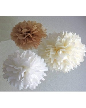 Tissue Pom Poms 12PCS Mixed Cream Tan Brown White Paper Flowers - Fluffy Tissue Paper Pom Poms - Hanging Flower Ball for Baby...