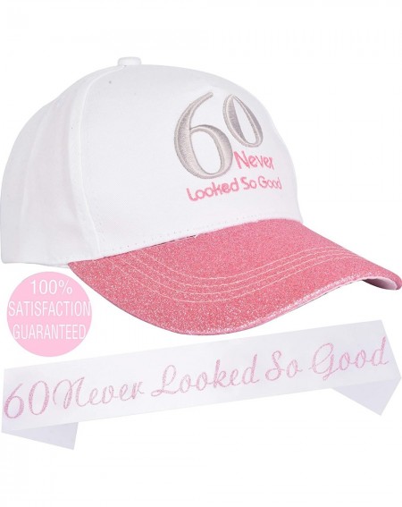 Favors 60th Birthday Gifts for Women- 60th Birthday Sash and Hat- Baseball Cap Pink- 60 Never Looked So Good Sash 60th Birthd...