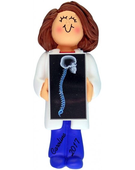 Ornaments Chiropractor/X-Ray Tech Personalized Christmas Ornament - Female - Brown Hair - 4" Tall - Handpainted Resin - Free ...