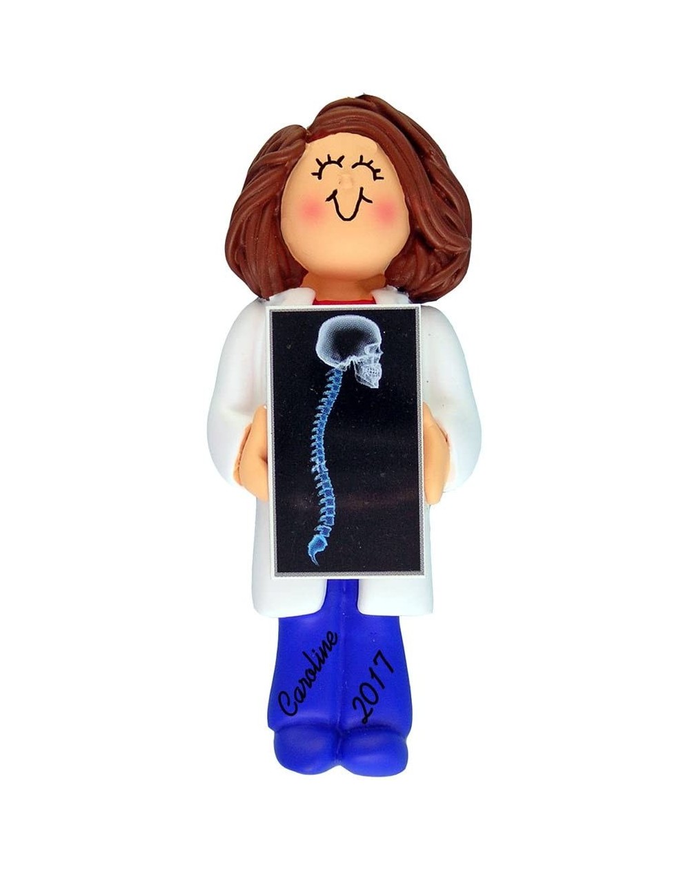 Ornaments Chiropractor/X-Ray Tech Personalized Christmas Ornament - Female - Brown Hair - 4" Tall - Handpainted Resin - Free ...