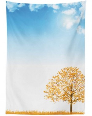 Tablecovers Autumn Outdoor Tablecloth- Maple Tree in The Fall Sun with Warm Colored Foliage Pastoral Landscape- Decorative Wa...