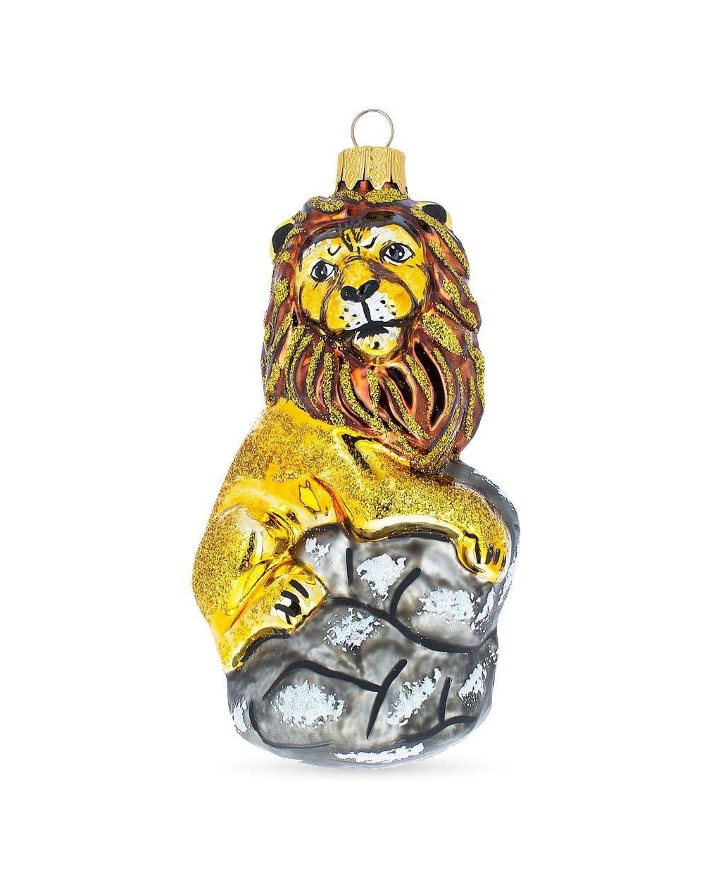 Ornaments Lion On The Rock Glass Christmas Ornament - CP18I89UZLU $13.21