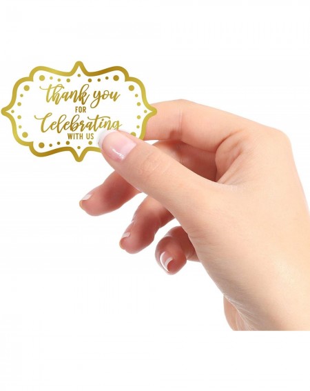 Favors Thank You for Celebrating with Us Stickers - Metallic Gold Foil - Fancy Frame Labels Decorations - 63 Stickers - C9193...