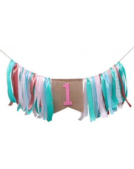Banners & Garlands Baby First Birthday Banner for Highchair Wall Decoration Baby Boy Blue Girl Pink Photo Booth Props (Green ...