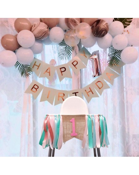 Banners & Garlands Baby First Birthday Banner for Highchair Wall Decoration Baby Boy Blue Girl Pink Photo Booth Props (Green ...