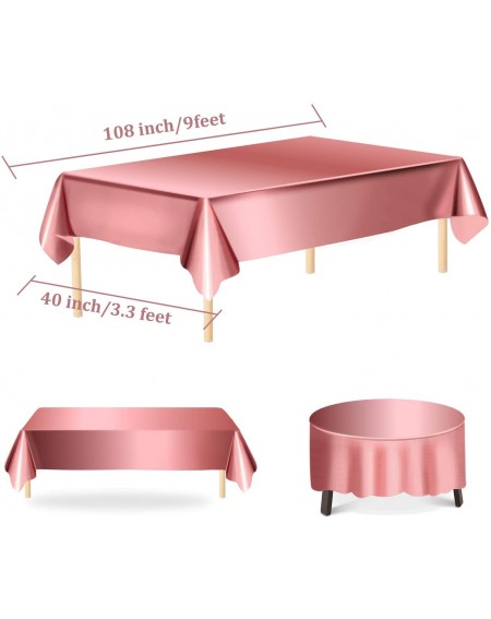 Tablecovers 2 Pack Rose Gold Foil Tablecloth Table Cover 40 x 108 Inch Shiny Plastic Tablecloth Table Cloth Party Tablecovers...
