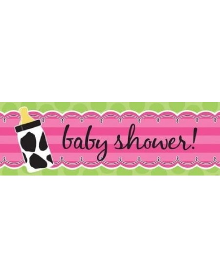 Banners & Garlands Giant Baby Shower Banner- Baby Girl Cow Print - C811EA4AU07 $9.11