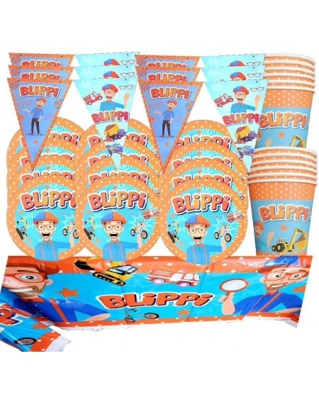 Party Packs 26PC BLIPPI Party Set of Cups Plates Banner Party Supplies Decoration Theme Birthday - C219COS72D0 $23.35