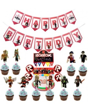 Cake & Cupcake Toppers Video Game Birthday Party Supplies-Sandbox Game Theme Happy Birthday Banner - Cake Decorations for Rob...