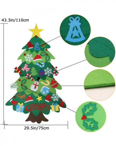 Ornaments Kids DIY Felt Christmas Tree-3.3ft Christmas Wall Hanging with 31 Pcs Ornaments-16.4ft with 50 LED String Light for...