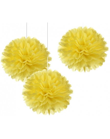 Tissue Pom Poms 12" Yellow Tissue Paper Pom Poms DIY Hanging Paper Flower Balls for Party Decoration- Pack of 12 - Yellow - C...