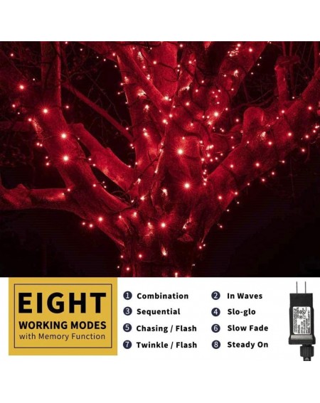 Indoor String Lights 33FT 100 LEDs String Lights-Green Wire Waterproof Fairy Lights 8 Modes 30V UL Certified Plug in Xmas Lig...