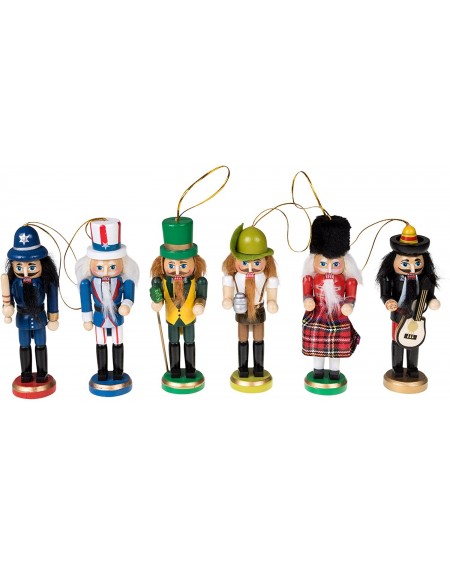Ornaments Wooden Christmas Nutcracker Ornaments Variety 6 Pack - Festive Decorations - 5" Tall Perfect for Christmas Trees - ...