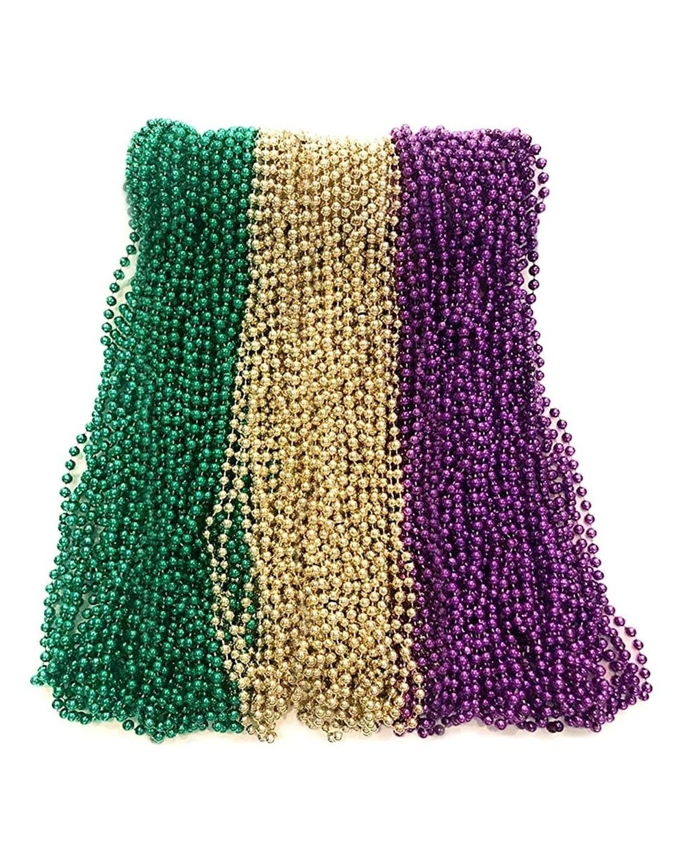 Party Favors Purple Green and Gold Mardi Gras Beads 33 inch 7mm- 6 Dozen- 72 Necklaces - Purple Green Gold - C018XIIOX9L $16.85