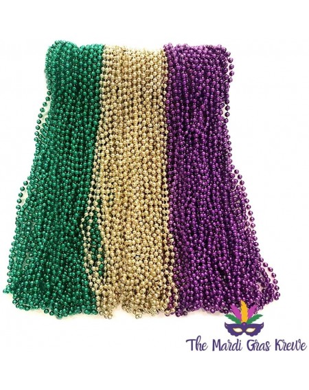 Party Favors Purple Green and Gold Mardi Gras Beads 33 inch 7mm- 6 Dozen- 72 Necklaces - Purple Green Gold - C018XIIOX9L $16.85