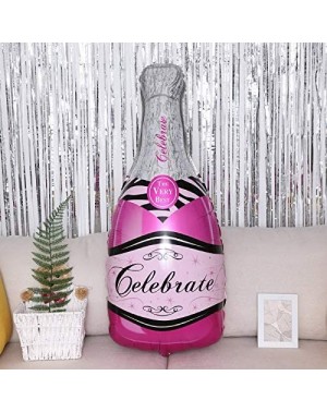 Balloons 2 Pcs Happy Birthday Champagne Bottle and Goblet Wine Glass Large Mylar Foil Balloons 33in- Pink pop Decoration for ...