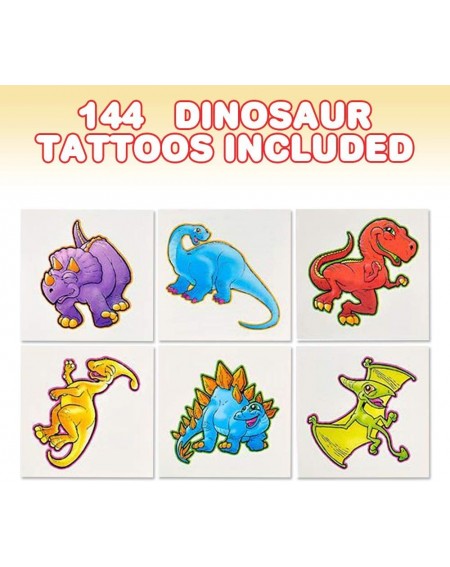 Party Favors Dinosaur Tattoos for Kids- Bulk Pack of 144- Non-Toxic 2 Inch Temporary Dino Tats- Dinosaur Birthday Party Favor...