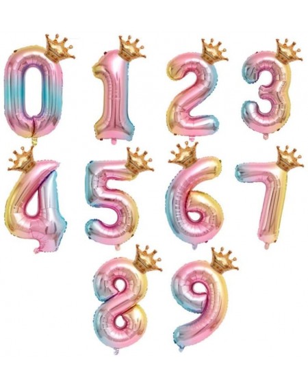 Balloons 32 Inches Number 2 Birthday Balloons Aluminum Foil Balloons Crown Balloons Baby Birthday Party Decorations Supplies ...