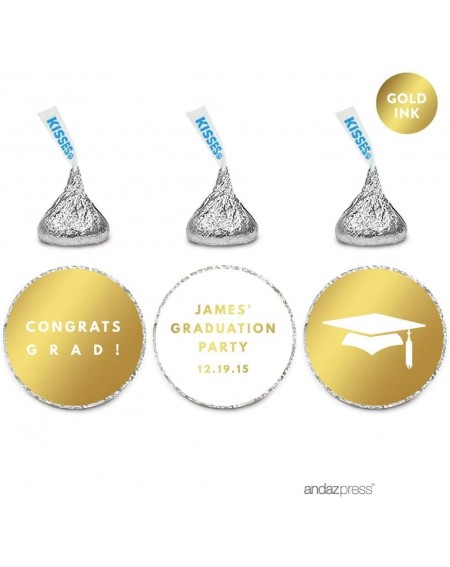 Party Favors Personalized Chocolate Drop Labels Trio- Metallic Gold Ink- Graduation- 216-Pack- Fits Hershey's Kisses- Custom ...