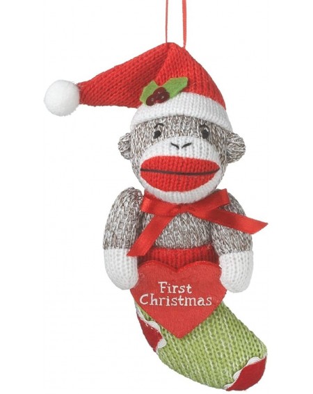 Ornaments Babys First Christmas Sock Monkey in Stocking Holiday Ornament - CU11ZVUTLJH $9.65