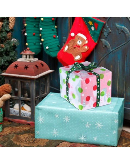 Bows & Ribbons Christmas Ribbon Gift Wrapping Printed Grosgrain Satin Ribbons for DIY Craft 12pcs (Green) - Green - C619ID6MH...