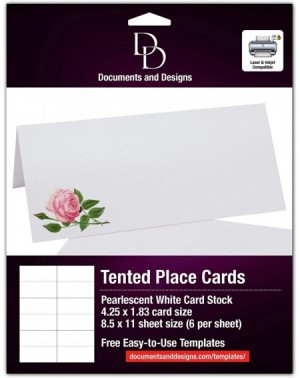 Place Cards & Place Card Holders Pink Tea Rose Printable Place Cards- Set of 60 (10 Sheets)- Laser & Inkjet Printers - Perfec...