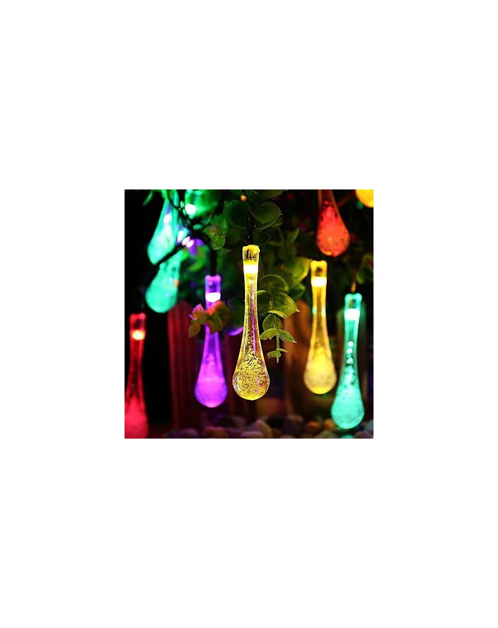 Outdoor String Lights Solar Strings Lights- 20 Feet 30 LED Water Drop Solar Fairy Lights- Waterproof Lights for Indoor/Outdoo...