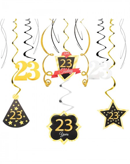 Streamers 23 Birthday Decoration Happy 23rd Birthday Party Silver Black Gold Foil Hanging Swirl Streamers I'm Twenty-three Ye...