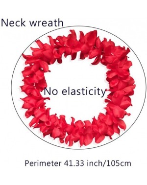 Favors 4 Pcs set Hawaiian Leis Jumbo necklaces bracelets headband - Red - CM12LUKHRTR $9.94