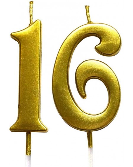 Cake Decorating Supplies Gold 16th Birthday Numeral Candle- Number 16 Cake Topper Candles Party Decoration for Girl Or Boy - ...