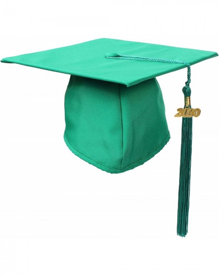 Hats Unisex Matte Graduation Cap and Tassel- Free 2020 Year Charm- Available in 12 Colors - Emerald green - CQ12O8IDHM5 $23.06