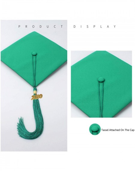Hats Unisex Matte Graduation Cap and Tassel- Free 2020 Year Charm- Available in 12 Colors - Emerald green - CQ12O8IDHM5 $10.62