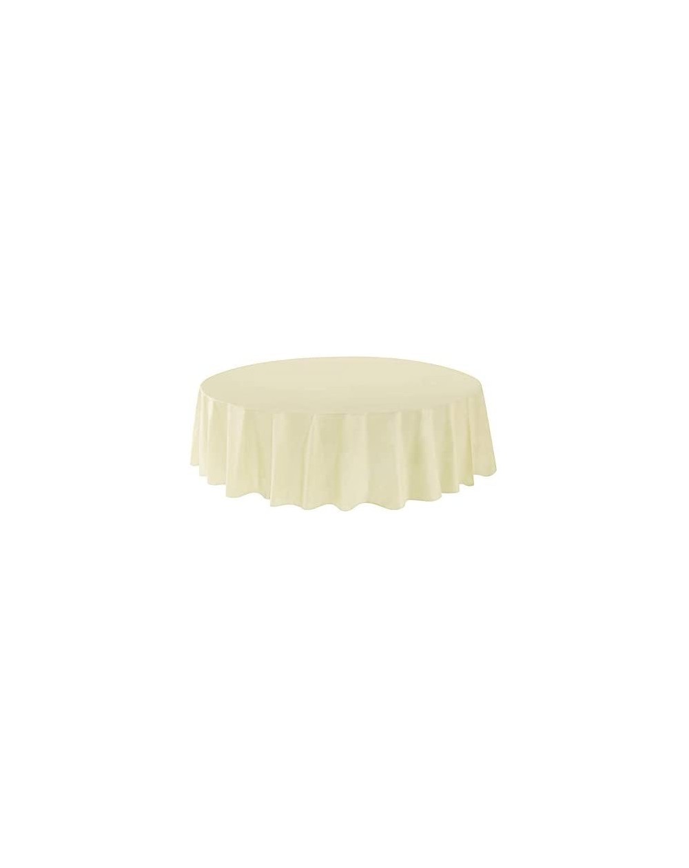 Tablecovers 6-Pack Premium Plastic Table Cover Medium Weight Disposable Tablecloth-6PK Round 84"-Ivory-TC58622 - Ivory - C719...