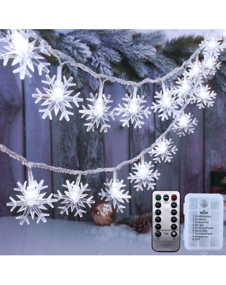 Indoor String Lights Christmas Decorations- 19.6 ft 40 LED Battery Operated Snowflake String Lights- 8 Modes Waterproof Chris...