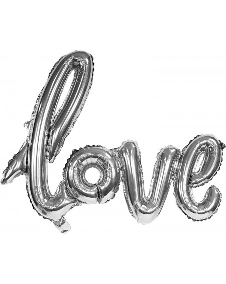 Balloons 30 inch Silver 'Love' Hand Written Style Letter FOIL Balloon (Silver) - Silver - CQ12NT5IRSN $18.08