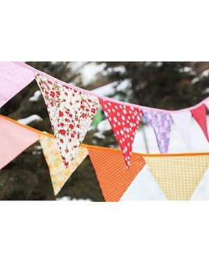 Banners & Garlands Fabric Bunting Banners(Set of 12)-100% Durable Cotton-Small Size Kids Flag -Multi-Colorful Flags for Parti...