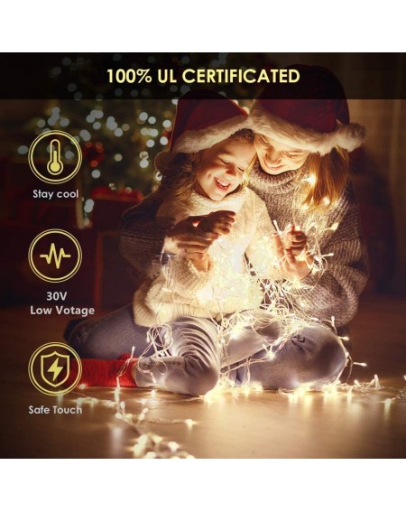 Outdoor String Lights LED Christmas Lights Outdoor Indoor Christmas Decoration Lights 105Ft 300LED UL Certified(4 Sets Connec...