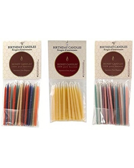 Birthday Candles 100% Pure Beeswax Birthday Candles Bundle (3 Packs of 20- Royal- Natural and Pastel Colors- 3 Inch Tall) - C...