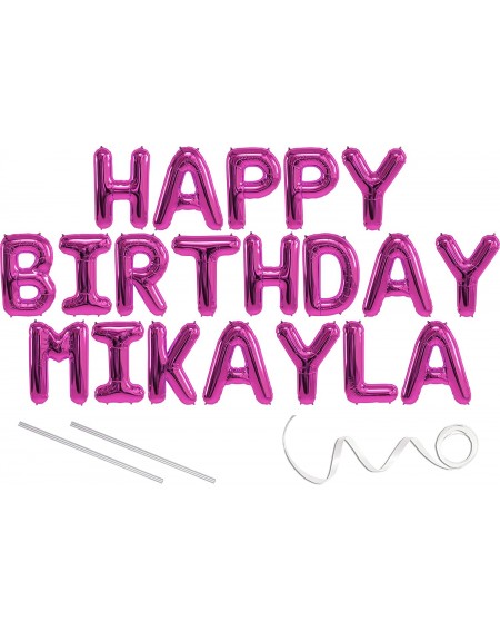 Balloons Mikayla- Happy Birthday Mylar Balloon Banner - Pink - 16 inch Letters. Includes 2 Straws for Inflating- String for H...