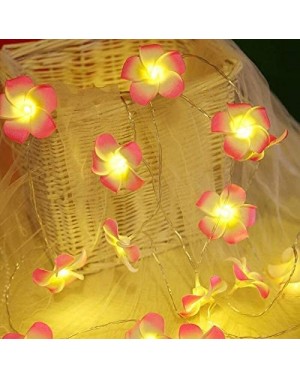 Outdoor String Lights Plumeria Flower String Lights 20LED String Light Hawaiian Foam Artificial Plumeria Flower Battery Power...