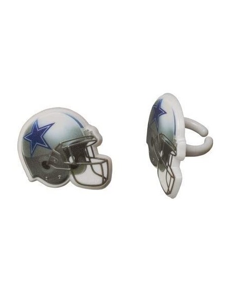 Cake & Cupcake Toppers 24 Dallas Cowboys Football Helmet Cupcake Rings - CG11NSI656B $11.46