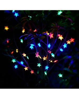 Outdoor String Lights Outdoor Solar Star String Lights 30ft 50LED Multicolor Star Twinkle Lights Solar Powered Garden Decor L...