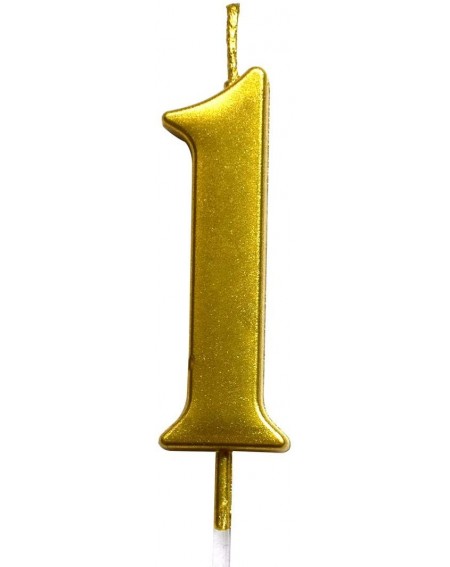 Cake Decorating Supplies Gold 1st Birthday Numeral Candle- Number 1 Cake Topper Candles Party Decoration for Girl Or Boy - C9...