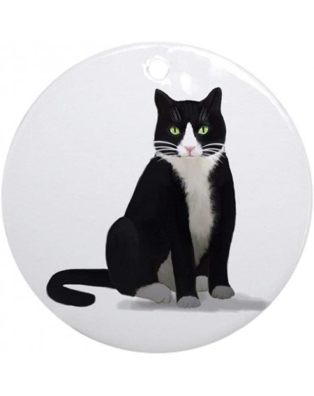 Ornaments Black and White Tuxedo Cat Ornament (Round) Round Holiday Christmas Ornament - CD1934TM7A4 $28.91