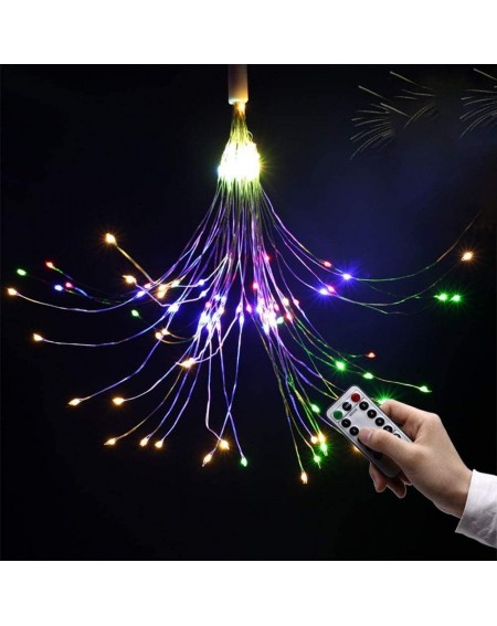Outdoor String Lights 2 Pack 150 LED Fireworks Lights- Hanging Starburst Lights- Battery Operated Fairy String Lights with Re...