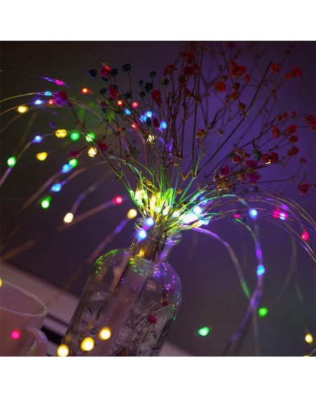 Outdoor String Lights 2 Pack 150 LED Fireworks Lights- Hanging Starburst Lights- Battery Operated Fairy String Lights with Re...