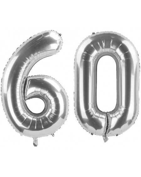 Balloons 40 Inch Silver Number 60 Balloons Mylar Foil Balloon for 60th Birthday Anniversary Decorations - Silver-60 - CL197TW...