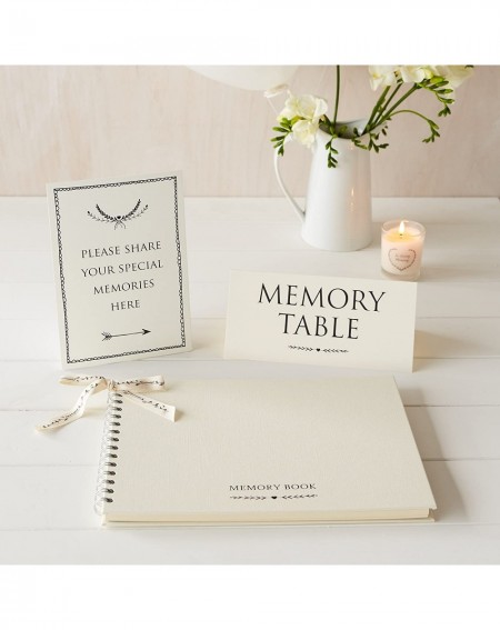 Large Luxury 12" x 8" Memory Book & 2 Sign Set for Funeral- Remembrance- Condolence- Celebration of Life - C618ELGC0WX