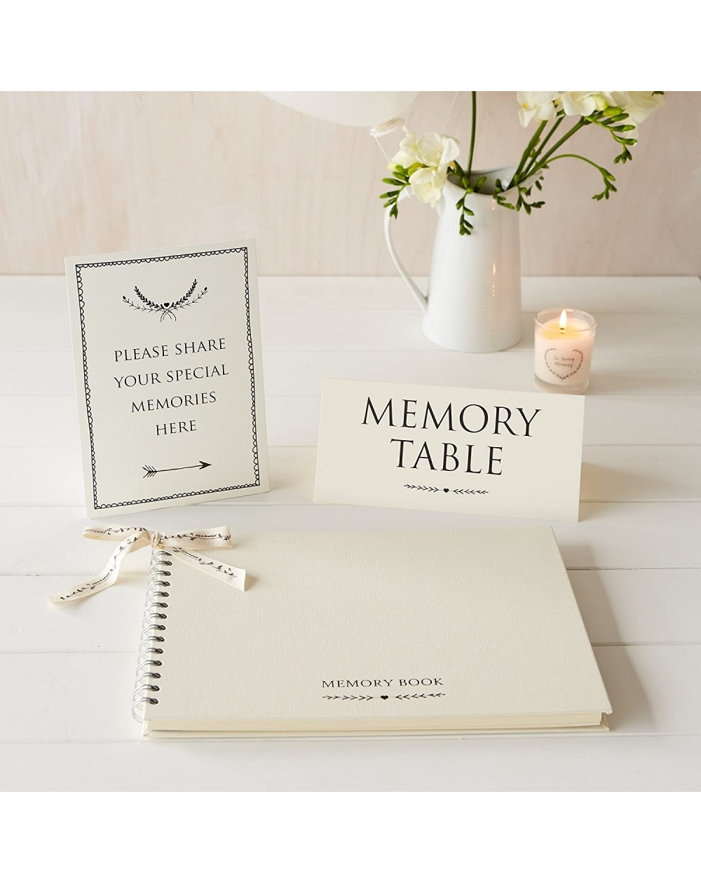 Guestbooks Large Luxury 12" x 8" Memory Book & 2 Sign Set for Funeral- Remembrance- Condolence- Celebration of Life - C618ELG...
