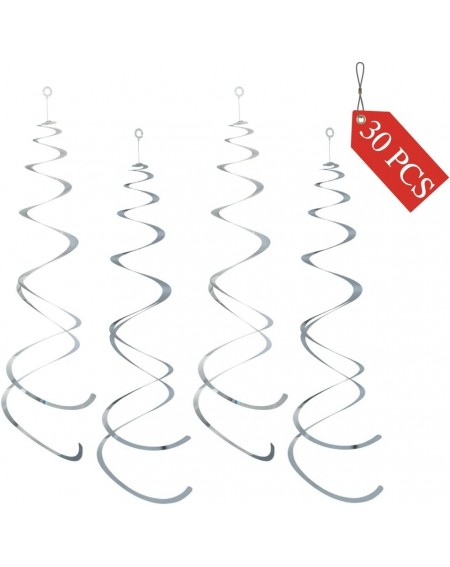 Banners & Garlands Hanging Swirl Silver Party Spiral Swirl Decorations foil Dangling whirls Ceiling Decoration-Holiday Celebr...